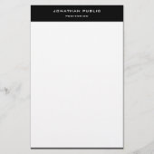Classic Zwart Wit Elegant Minimalistische Sjabloon Briefpapier (Voorkant)