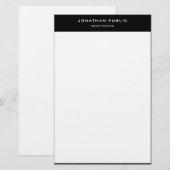 Classic Zwart Wit Elegant Minimalistische Sjabloon Briefpapier (Voorkant / Achterkant)