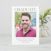 Classic Zwart Wit Foto Afstuderen Aankondiging (Staand voorkant)