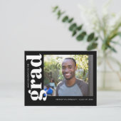 Classic Zwart Wit Foto Afstuderen Aankondigingskaart (Staand voorkant)