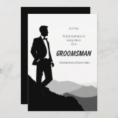 Classic Zwart & Wit Groomsman Voorstel Kaart (Voorkant / Achterkant)