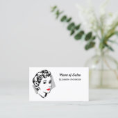 Classic Zwart Wit Haar Salon  Red Lips Visitekaartje (Staand voorkant)