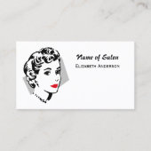 Classic Zwart Wit Haar Salon  Red Lips Visitekaartje (Voorkant)