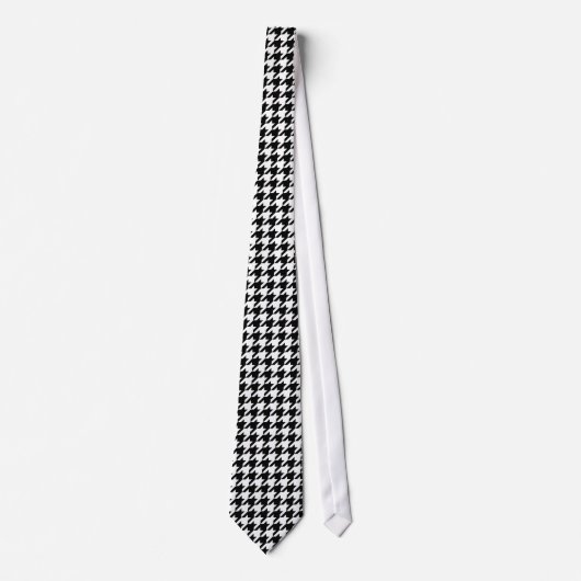 Classic Zwart-wit Houndstooth Check Stropdas (Voorkant)