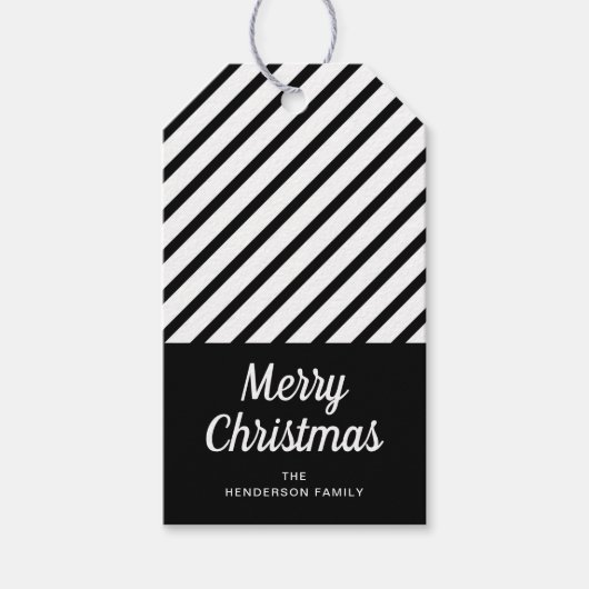 Classic Zwart Wit Kerstcadeau Label Cadeaulabel (Voorkant)