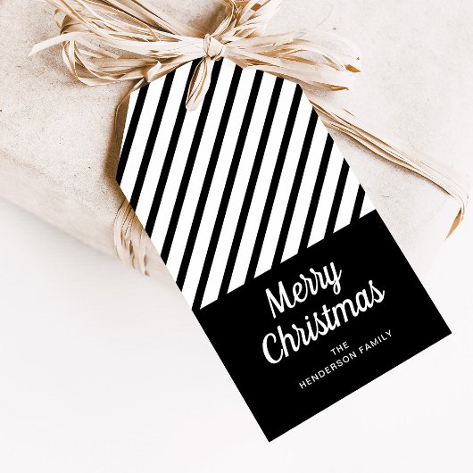 Classic Zwart Wit Kerstcadeau Label Cadeaulabel