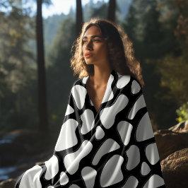 Classic Zwart-wit koe print Fleece Deken