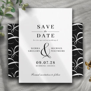 Classic Zwart-wit Moderne  Typografie Save The Date
