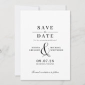 Classic Zwart-wit Moderne  Typografie Save The Date (Voorkant)