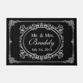Classic Zwart Wit Mr. Mrs Wedding Art Deco Lijst Deurmat (Voorkant)