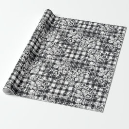 Classic Zwart-wit Ornamenten Houndstooth Cadeaupapier
