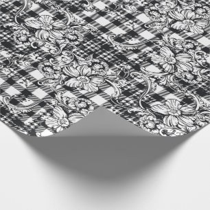 Classic Zwart-wit Ornamenten Houndstooth Cadeaupapier