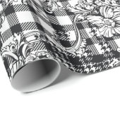 Classic Zwart-wit Ornamenten Houndstooth Cadeaupapier (Rol Hoek)