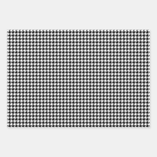 Classic Zwart-wit Ornamenten Houndstooth Inpakpapier Vel (Voorkant 2)