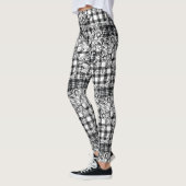 Classic Zwart-wit Ornamenten Houndstooth Leggings (Links)