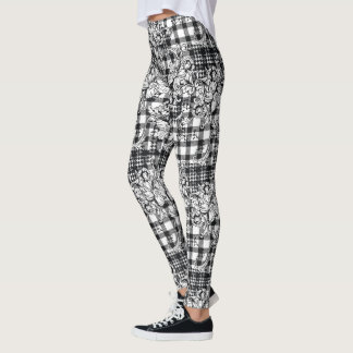Classic Zwart-wit Ornamenten Houndstooth Leggings