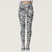 Classic Zwart-wit Ornamenten Houndstooth Leggings (Voorkant)