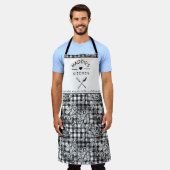 Classic Zwart-wit Ornamenten Houndstooth Schort (Gedragen)