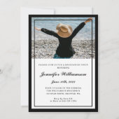 Classic Zwart & Wit Script Afstuderen Twee Foto Kaart (Achterkant)