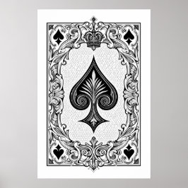 Classic Zwart & Wit Spelen Kaart Wall Art Poster