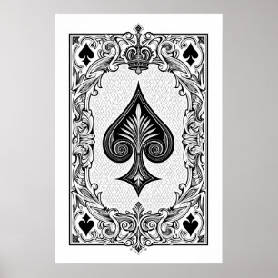 Classic Zwart & Wit Spelen Kaart Wall Art Poster