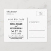 Classic Zwart Wit Strepen Bloemen Save the Date Aankondigingskaart (Achterkant)