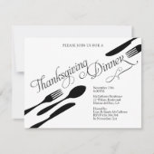 Classic Zwart-wit Thanksgiving Diner Party Kaart (Voorkant)