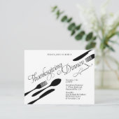 Classic Zwart-wit Thanksgiving Diner Party Kaart (Staand voorkant)