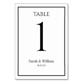 Classic Zwart & Wit Trouwtafel Nummer Kaart