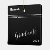 Classic Zwart-wit Twee foto Afstuderen Keramisch Ornament (Links)