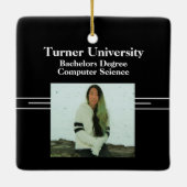 Classic Zwart-wit Twee foto Afstuderen Keramisch Ornament (Achterkant)