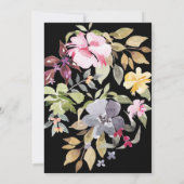 Classic Zwart Wit Waterverf Bloemen Huwelijk Kaart (Achterkant)