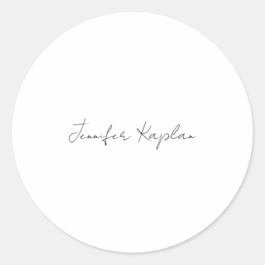 Classical Black & White Minimalist Professional Ronde Sticker (Voorkant)