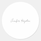 Classical Black & White Minimalist Professional Ronde Sticker (Voorkant)