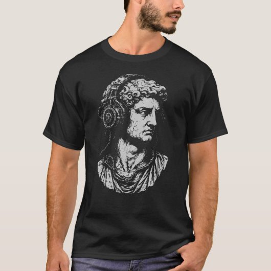 Classical Bust with steampunk Headphones T-shirt (Voorkant)