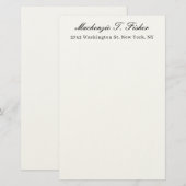 Classical Calligraphy Elegant Plain Black & White Briefpapier (Voorkant / Achterkant)
