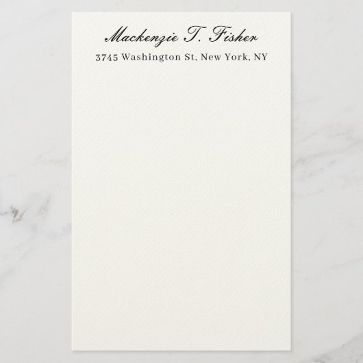 Classical Calligraphy Elegant Plain Black & White Briefpapier (Voorkant)