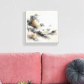 Classical Chinese Ink Wash Clouds - Elegant Grey a Canvas Afdruk (Insitu (Woonkamer))
