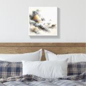 Classical Chinese Ink Wash Clouds - Elegant Grey a Canvas Afdruk (Insitu (Slaapkamer))