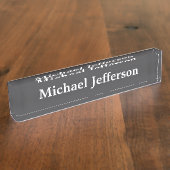 Classical Creative Trendy Dark Grey & White Naambordje (Zijkant)