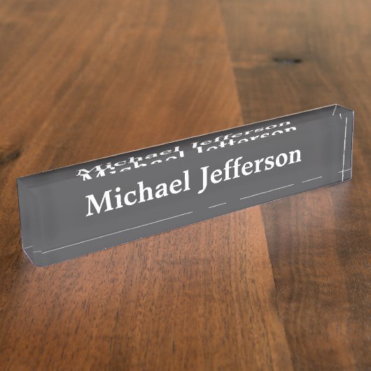 Classical Creative Trendy Dark Grey & White Naambordje (Zijkant)