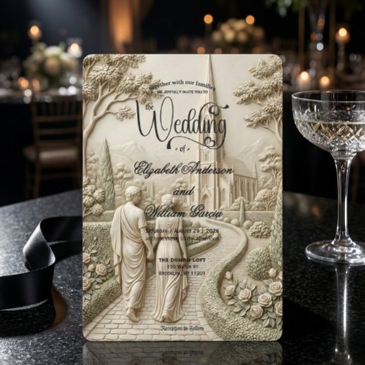 Classical Dark Academia Grecian Art Wedding Kaart