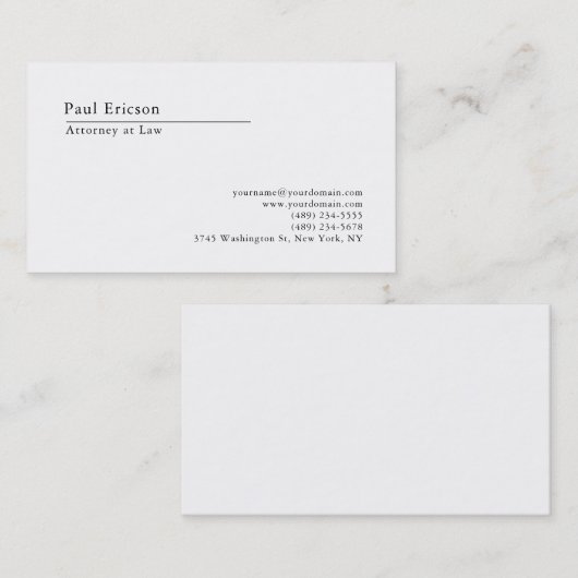 Classical Elegant Plain Professional Visitekaartje (Voorkant / Achterkant)