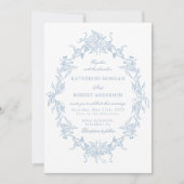 Classical Floral Crest Elegant Wedding Invitation Kaart (Voorkant)