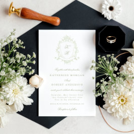 Classical Floral Crest Elegant Wedding Invitation Kaart
