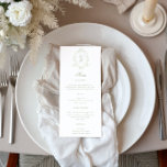 Classical Floral Crest Wedding Dinner Menu Kaart<br><div class="desc">c</div>