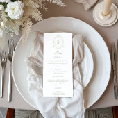Classical Floral Crest Wedding Dinner Menu Kaart