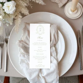 Classical Floral Crest Wedding Dinner Menu Kaart