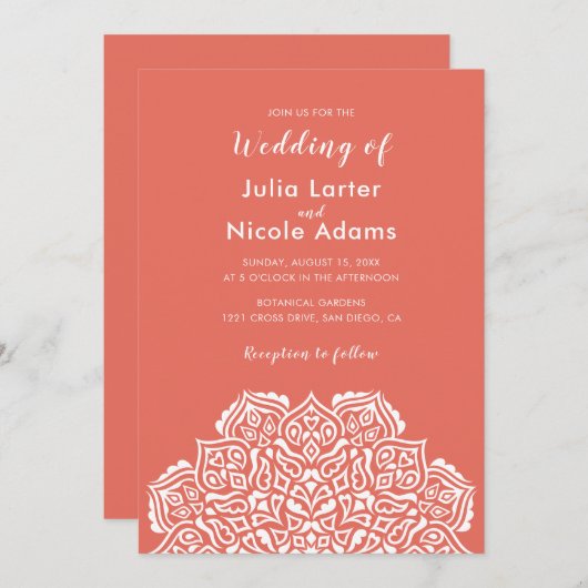 Classical Geometric Mandala Pattern Wedding Kaart (Voorkant / Achterkant)