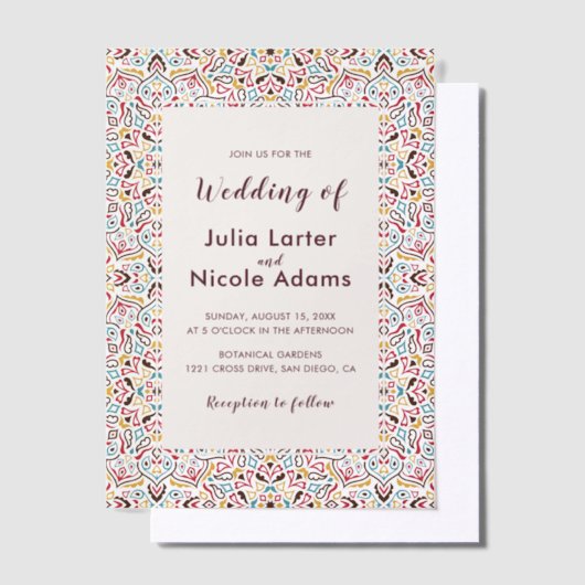 Classical Geometric Mandala Pattern Wedding Vellum Uitnodigingen (Offset)